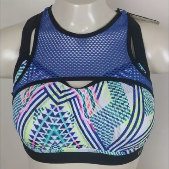 VSX | Victoria’s Secret | Womens Neon Geometric Mesh Overlay Sports Bra size 36C - Picture 3 of 15